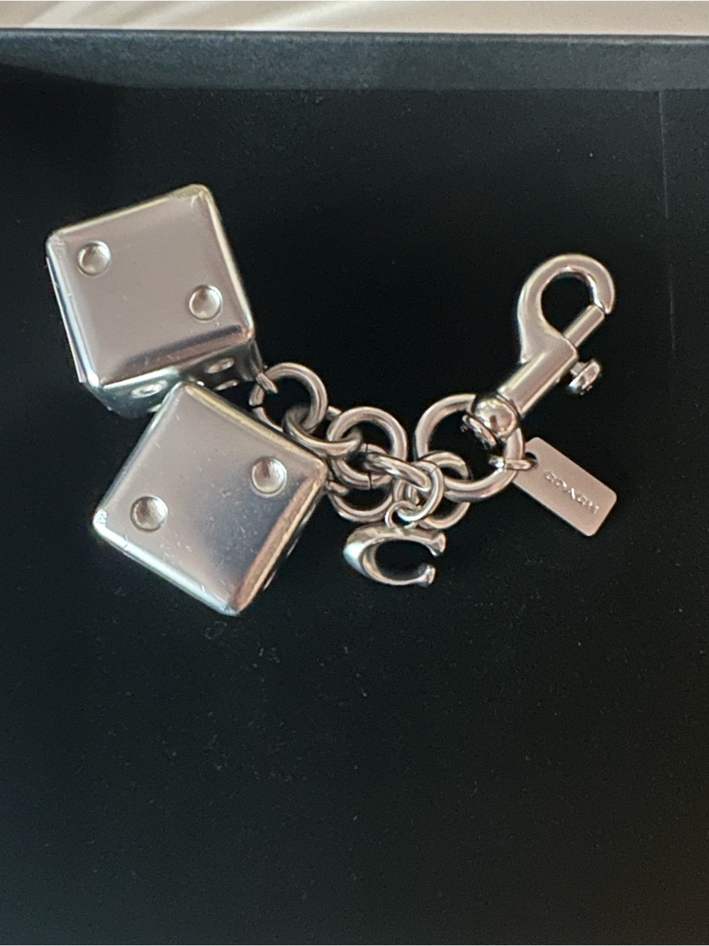 Coach Silver Dice Key & Card Holder Charm